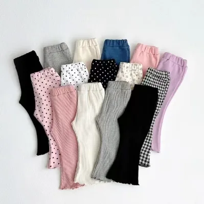 Autumn Baby Girl's Bell Bottom Pants Kids Fashionable Comfortable Flare Pants Girls Ribbed Trousers