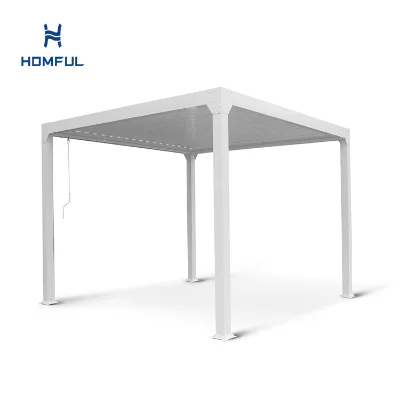 HOMFUL Louvered Pergola Aluminum Outdoor Motorized Canopy Gazebo Bioclimatic Garden Furniture