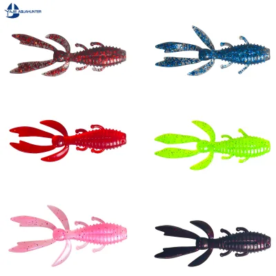 TPE Craw Soft Lure Full Ribbed Body Split Double Tail Glitter Scented Creature Bait Texas Rig Freshwater Bass Fishing Bait