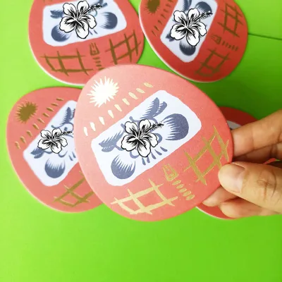 Hot Selling Gold Stamp +printed logo Absorbing coaster Custom