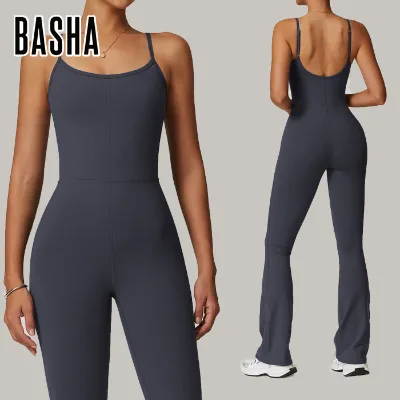 Bashasports Outdoor Sports Yoga Jumpsuit Micro Slacks Integrated European and American Back Hollow-out Jumpsuit Women
