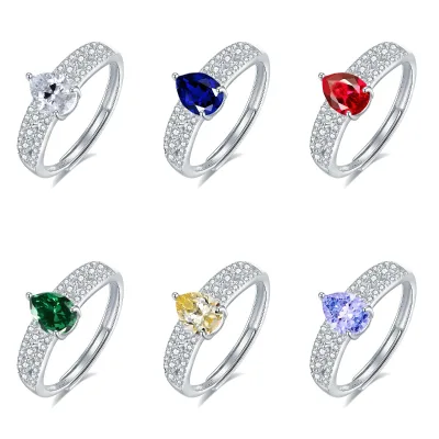 New Water Drop Zirconia Ring for Women S925 Sterling Silver Luxury Band Minimalist Pear Cut Engagement Ring Trendy Jewelry