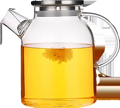 Good Price Borosilicate Glass Tea Pot with Stainless Steel Lid and Filter on Mouth
