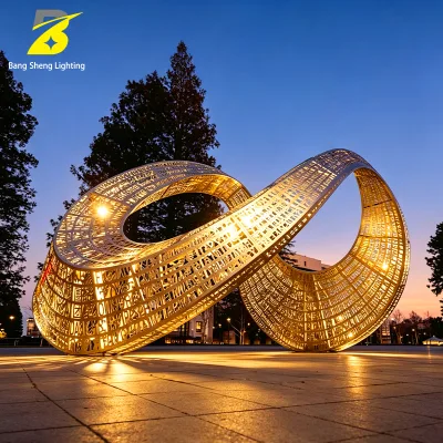 Mobius Landscape Light Stainless Steel Modern Art Style for City Square Cultural Tourism Park