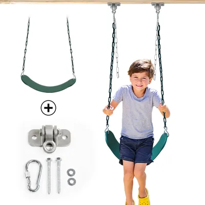 Eva Soft Chain Swing for Kids Outdoor Play Home Use Green With Heavy Duty Black Swing Hangers Screws Bolts