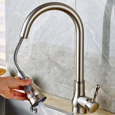 Brush nickle kitchen faucet from reliable manufacturer modern and classic kitchen faucet with 360 degree swivel spout