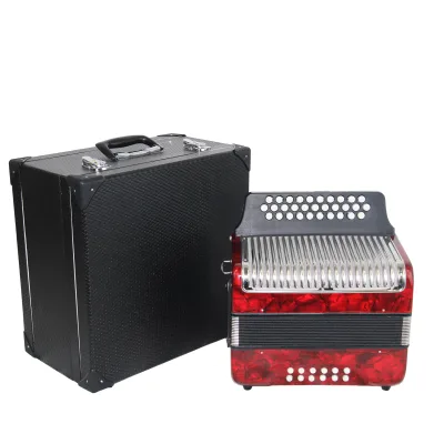 High-end Accordion Stainless Steel Grille Cover Button-type Red 31 Keys 12 Bass Accordion