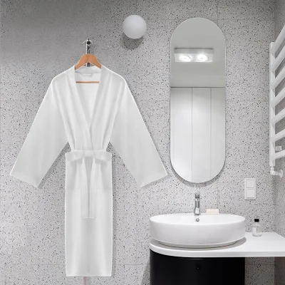 Fave 5-Star Hotel Style 100% Cotton Quick-Dry White Waffle Hotel Bathrobes for Hotel Bath