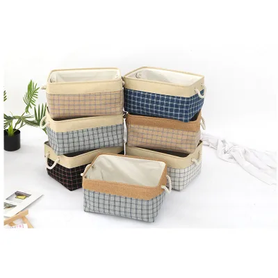 High Level Good Price of Good Quality Folding Storage Box With Cotton Cord Handle Linen Storage Basket