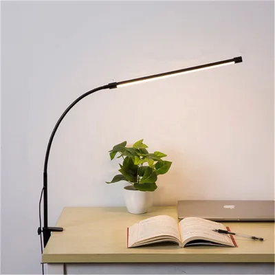 Hot Sales 12W Modern Black Manicure Desk Lamp DC Powered Portable Metal Flexible Swing Arm 3 Modes Dimming Led Desk Lamp