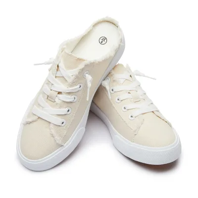High Quality Classic Canvas Slipper Slipones for Women Walk Style Custom Logo Trendy Vulcanize Canvas Shoes for Summer