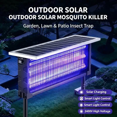 Commercial Grade Solar Mosquito Killer Lamp 350W High Voltage Outdoor Insect Trap for Garden and Farm