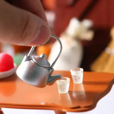 Dollhouse Doll House Mini Vintage Kettle Cup Miniature Food Play Scene Model Pocket Kitchen Tools Toys