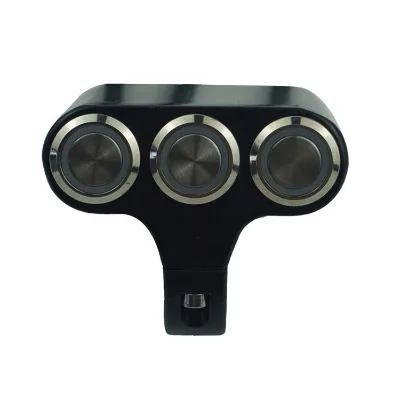 Motorcycle Electric Bike Motor Handlebar Spot Light LED Aluminum Alloy Multi-lock Self-reset Button 3 in 1 Switch