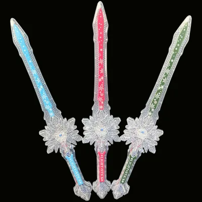 Led Crystal Snowflake Sword Light up Flashing Swords Lightsaber for Party Cosplay and Christmas Light up Toys