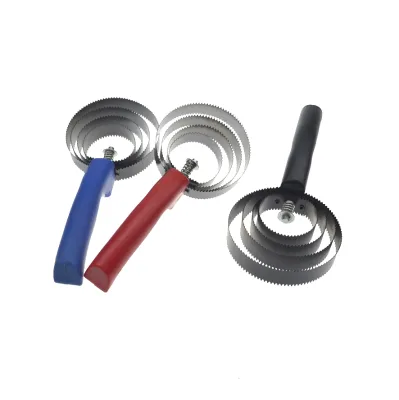 Reversible Livestock Curry Comb 4 Rings Stainless Steel Grooming Brush Scraper with Soft Rubber Grip Handle