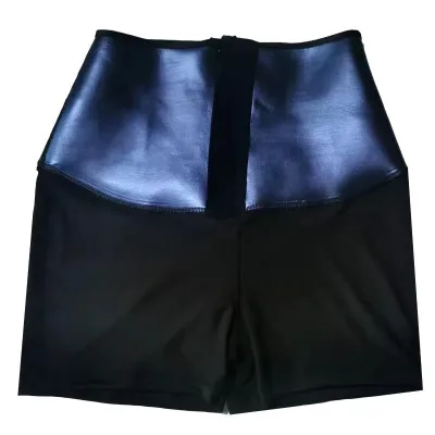 Women's High-waisted Coated Exercise Fitness Yoga Shorts with Breasted Belly Burst Sweat Shorts