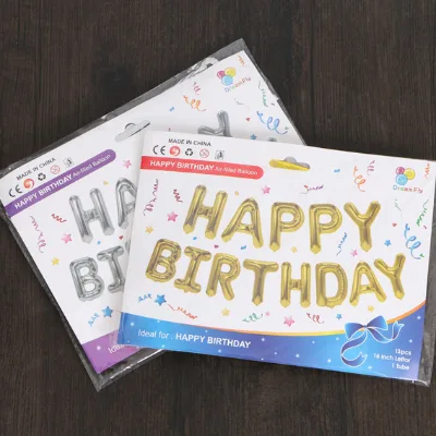 Hot Sell 16inch Happy Birthday Balloon Aluminum Foil Balloons Wholesale Simple Mylar Foil Letter Baloon