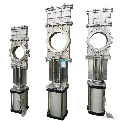 Through Conduit Bi-directional Stainless Steel Pneumatic Knife Gate Valve  Going Through Knife Gate Valve