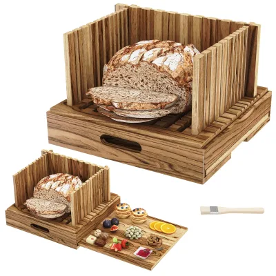 Simple Eco-friendly Bread Slicer for Homemade Sourdough Bread Adjustable Width 10.4" 2-in-1 Bread Cutter Pull-Out Serving Tray