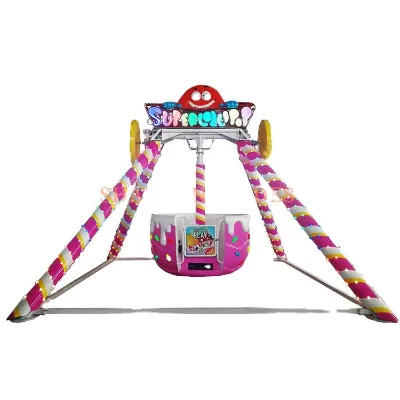 Fun Park Equipment Outdoor Fairground Attraction Candy Style Mini Frisbee Kids Mini Pendulum Ride Sale 24 Seats 12m Height