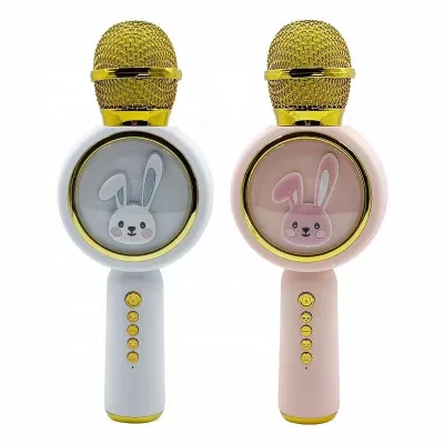 Original Factory Wireless Mic Portable Handheld Karaoke Cute Rabbit Wireless BT Microphone for Kids Children