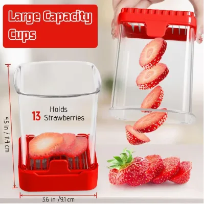 Fruit Slicer Cup Strawberry, Banana, Hard-Boiled Egg Detachable Cutter with Push Plate Rapid Safe Slicing Kitchen Gadget
