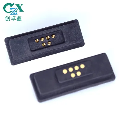 Medical Beauty Electronic Equipment Magnetic Connector Base Convex Square 6pin Pogo Pin Copper IP67 Rated 0.5A Brass Housing