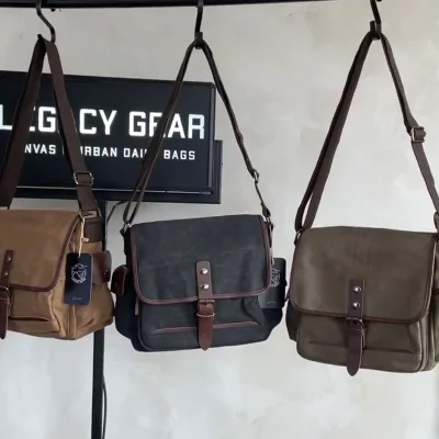 Luxury Custom Lightweight Canvas Durable High Quality Outdoor Men Unisex Messenger Retro Vintage Crossbody Men's Bag