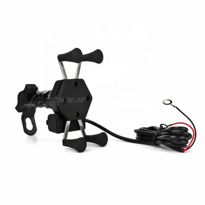 Motorcycle Universal Charging Mobile Phone Holder 360 Rotating Mounting Bracket with USB Fast Charger Durable Accessories