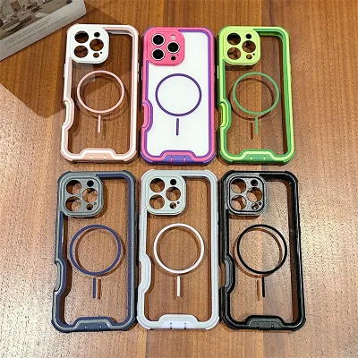 Heavy Duty Shockproof Hybrid armor case for iphone 16 15 14 13 12 Pro Max clear Magnetic Shockproof case