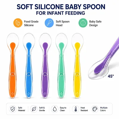 Custom Beikang Apple-shaped Silicone Baby Spoon with Handle Soft Food Grade Design OEM Infant Feeding Products