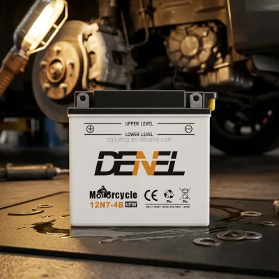 DENEL Dry Charged 12V New Lead-acid Motorcycle Battery 12N7-4B 7AH Free Long Storage High CCA Busbar Plate Scooter Starting