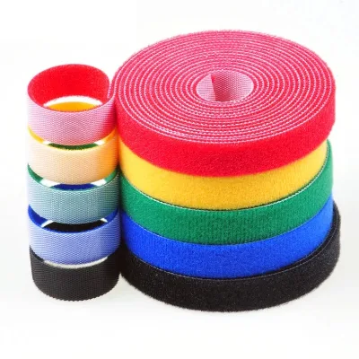 Factory Wholesale Hook and Loop Back to Back Roll Cable Tie Roll Free-cutting Nylon Strap Reusable