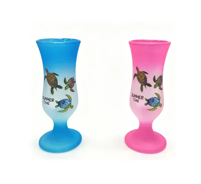 Custom Gradient Frosted Stemmed Shot Glasses, Vintage Short Goblet Party Drinking Cups Travel Souvenir Gifts