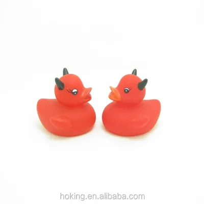 Red PVC Baby Bath Squeaky Devil Duck Toy with Custom Logo