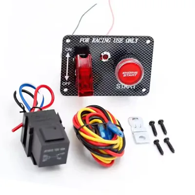 2 in 1Off Road Light Switch Panel 12V Illuminated Led on OFF Racing Ignition Toggle Switch Panel With ENGINE START Push Button