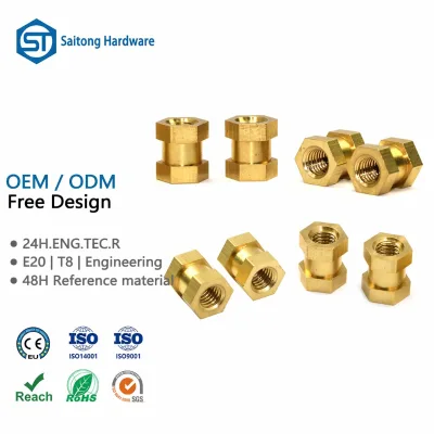 Custom OEM Brass Hex Nut Insert CNC Precision Machining Threaded Fastener Bolts for Furniture Assembly Applications
