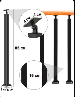Black Small Post with Swivel Top for Indoor Stairs Railing