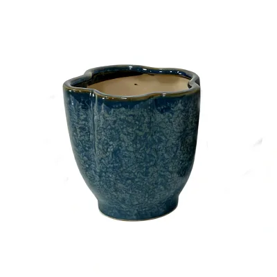 Simple Large Ceramic Planter Pot With Saucer for Miniature Garden Decor Glazed Vase