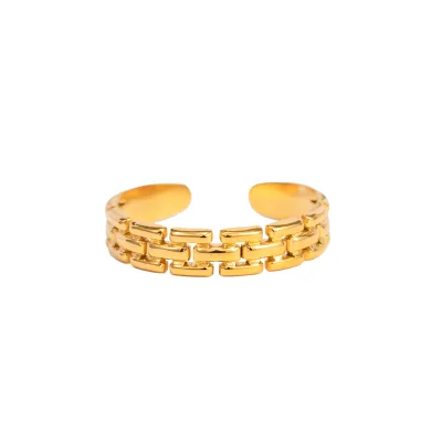 New Trendy Open Rings Unique Braided Ring Gold Plated Stainless Steel Fashion Jewelry