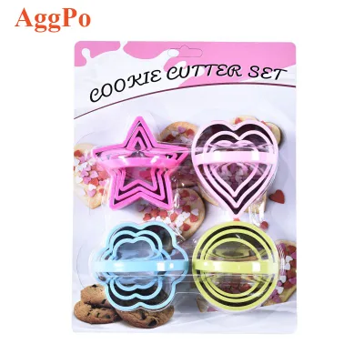 3pcs Cookies Mold Plastic Stainless Steel Children Biscuit Mould Cookies Cutter Set 12 Piece Baking Tools