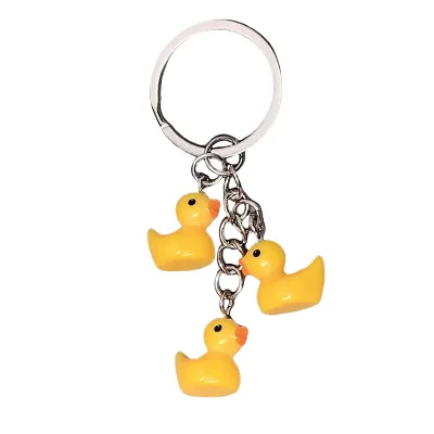 Creative Cartoon Mini Duck Keychain 1.6cm Plastic Silicone and Rubber UV Printed Back to School Small Gift Bag Pendant