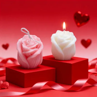 Valentine's Day Gifts Lovers Soy Wax Handmade Home Decor Custom Shaped Aroma Candles Flower Rose Scented Candles