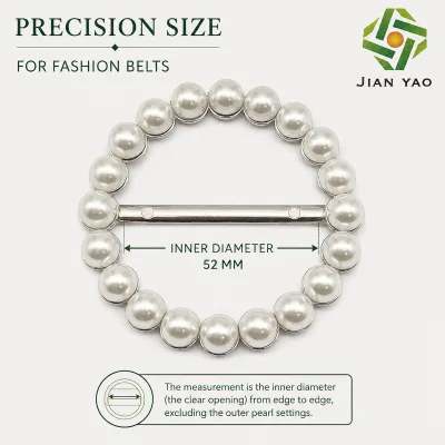 Decorative Pearl Ring Belt Buckle 52mm Inner Diameter Silver Alloy Buckle for Sewing and DIY Garment Accessories