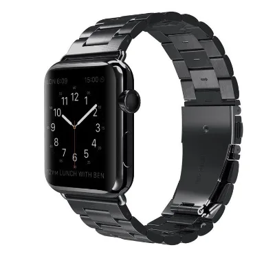 Smart Wrist Watch Bands Three Beads Strap for IWatch Solid Metal Stainless Steel Watchband for Apple Watch 6 5 4 38mm 40mm