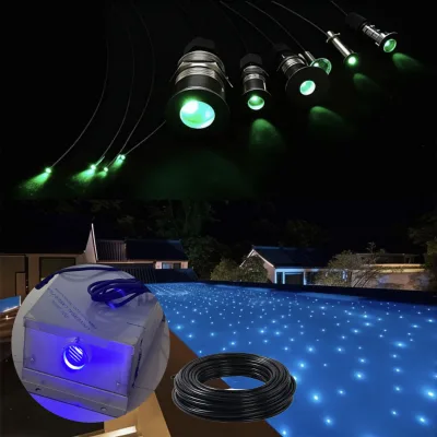 Big Power 100W IP68 Waterproof 6000K Daylight Pool Twinkle Star LED Fiber Optic Light DMX RGBW Control 0.75mm Fiber Aluminum