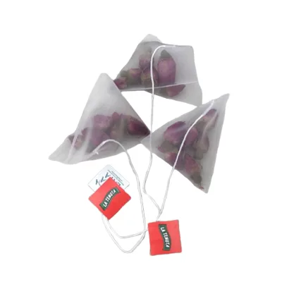 Empty Nylon Mesh Triangle Tea Bag with String Nylon Tea Bag Roll
