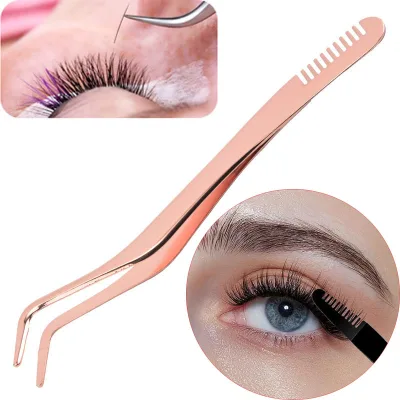 Stainless Steel Lash Tool for DIY Eyelash Extensions Rose Gold Eyelash Tweezers