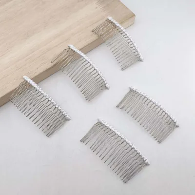 Fabric Wrapped 20 Teeth Metal Hair Comb Prong Length Silver Hair Pin Women Hairpiece Braid up Do Daily Party Casual Hairstyle